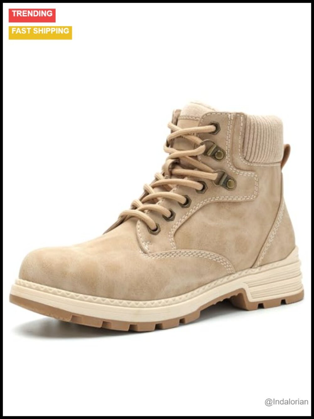 Waterproof PU Leather Hiking Boots with Faux Fur Collar Ankle Booties
